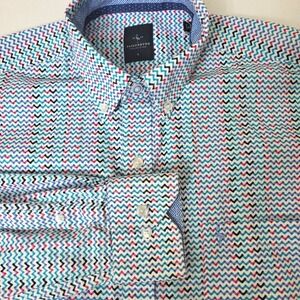 Tailorbyrd Collection Mens Large Geometric Print Button Down Shirt Long Sleeve